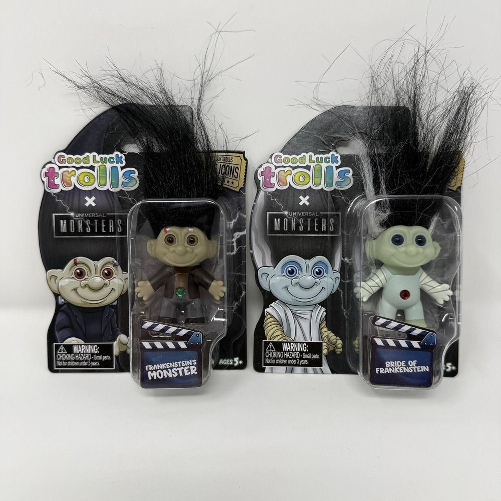 Good Luck Trolls Universal Monsters Frankenstein & Bride Figure Set Toy New
